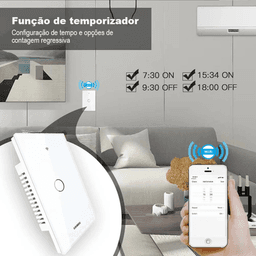 Interruptor inteligente WIFI 3 teclas preto imagem ilustrativa 3